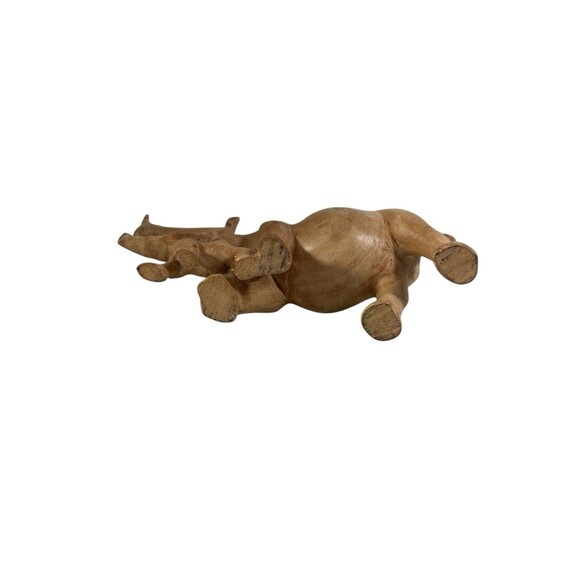 VTG Hand Carved Solid Wood African Rhinoceros & Baby Figurine Sculpture 4”x7.5" - Picture 11 of 12